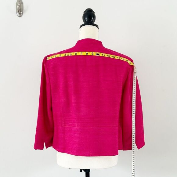 Jones New York Women’s Fuchsia Pink Silk Crop Blazer Size 14 - Picture 4 of 10